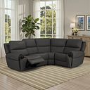 Ezra Group 2 Electric Recliner with Power Headrest & Lumbar Support - Left Hand in Storm Leather