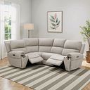 Ezra Group 2 Electric Recliner with Power Headrest & Lumbar Support - Right Hand in Darwin Mink Fabric