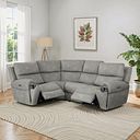 Ezra Group 2 Electric Recliner with Power Headrest & Lumbar Support - Right Hand in Dexter Stone Fabric
