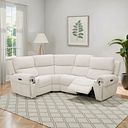 Ezra Group 2 Electric Recliner with Power Headrest & Lumbar Support - Right Hand in Hopsack Natural Fabric