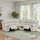 Ezra Group 3 Electric Recliner with 1 Storage Drawer in Bone China Leather