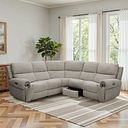 Ezra Group 3 Electric Recliner with 1 Storage Drawer in Hopsack Linen Fabric