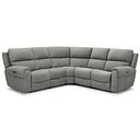 Ezra Group 3 Electric Recliner with Power Headrest & Lumbar Support with 1 Storage Drawer in Darwin Mushroom Fabric