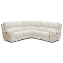 Ezra Group 3 Electric Recliner with Power Headrest & Lumbar Support with 1 Storage Drawer in Hopsack Natural Fabric