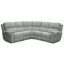 Ezra Group 3 Electric Recliner with Power Headrest & Lumbar Support with 1 Storage Drawer in Hopsack Platinum Fabric