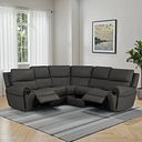 Ezra Group 3 Electric Recliner with Power Headrest & Lumbar Support with 1 Storage Drawer in Storm Leather