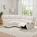 Ezra Group 5 Electric Recliner in Hopsack Natural Fabric