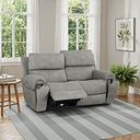 Ezra Group 8 Electric Recliner with Power Headrest & Lumbar Support in Dexter Stone Fabric