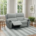 Ezra Group 8 Electric Recliner with Power Headrest & Lumbar Support in Hopsack Platinum Fabric