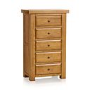 Hercules Rustic Solid Oak 5 Drawer Tallboy