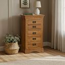 French Farmhouse Rustic Solid Oak 5 Drawer Tallboy