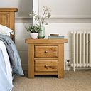 Hercules Rustic Solid Oak 2 Drawer Bedside Table