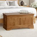 French Farmhouse Rustic Solid Oak Blanket Box