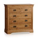 French Farmhouse Rustic Solid Oak 3+2 Drawer Chest