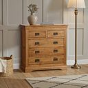 French Farmhouse Rustic Solid Oak 3+2 Drawer Chest