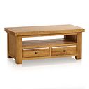 Hercules Rustic Solid Oak 2 Drawer Coffee Table