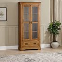 French Farmhouse Rustic Solid Oak Display Cabinet