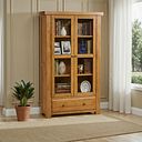 Hercules Rustic Solid Oak Display Cabinet