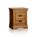 French Farmhouse Rustic Solid Oak 2 Drawer Bedside Table