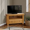 Hercules Rustic Solid Oak Corner TV Cabinet