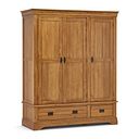 French Farmhouse Rustic Solid Oak Triple Wardrobe