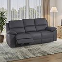Goodwood Electric Recliner 3 Seater Sofa in Dark Grey Leather