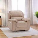 Goodwood Electric Reclining Armchair in Plush Beige Fabric