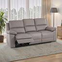 Goodwood Electric Recliner 3 Seater Sofa in Light Grey Leather