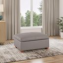 Goodwood Storage Footstool in Light Grey Leather