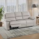 Goodwood Electric Recliner 3 Seater Sofa in Off White Leather