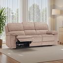 Goodwood Plush Beige Fabric 3 Seater Electric Recliner Sofa
