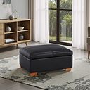 Hastings Storage Footstool in Black Leather