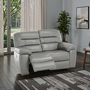 Hastings 2 Seater Electric Recliner Sofa in Light Grey Leather
