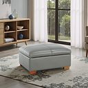 Hastings Storage Footstool in Light Grey Leather