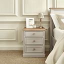 Henley Natural Oak and Stone Painted Hardwood 3 Drawer Bedside Table