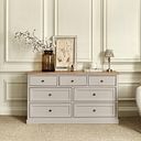 Henley Natural Oak and Stone Painted Hardwood 7 Drawer Chest