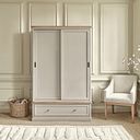 Henley Natural Oak and Stone Painted Hardwood Double Wardrobe