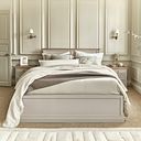 Henley Natural Oak and Stone Painted Hardwood King-size Bed