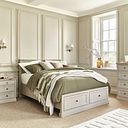 Henley Natural Oak and Stone Painted Hardwood Storage Double Bed