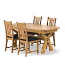 Hercules Natural Extending Dining Table and 4 Classic Natural Oak Chair with Verona Charcoal Fabric
