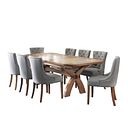 Hercules Natural Oak Extending Dining Table + 8 Vivien Button Back Chairs in Cream Fabric