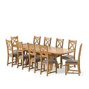 Hercules Natural Oak Extending Dining Table And 10 Cross Backs In Verona Mocha 