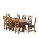 Hercules Rustic Oak Extending Dining Table And 8 Cross Backs In Verona Chocolate 