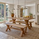 Highworth Natural Solid Oak Dining Bench 148cm