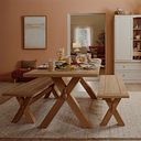 Highworth Natural Solid Oak Dining Table + 2 Highworth Natural Solid Oak Dining Benches