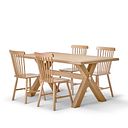 Highworth Natural Solid Oak Dining Table + 4 Kingham Natural Oak Spindle Chairs