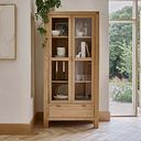 Highworth Natural Solid Oak Tall Glazed Display Cabinet
