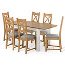 Hove Natural Oak and Painted Extending Dining Table And 6 Cross Backs In Verona Grey 