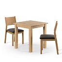 Hudson Natural Solid Oak 2ft 6 x 2ft 6 Square Dining Table + 2 Ellison Natural Oak Chair with Verona Chocolate Fabric Seat