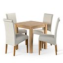Hudson Natural Solid Oak Dining Table and 4 Scroll Backs in Conway Stone 